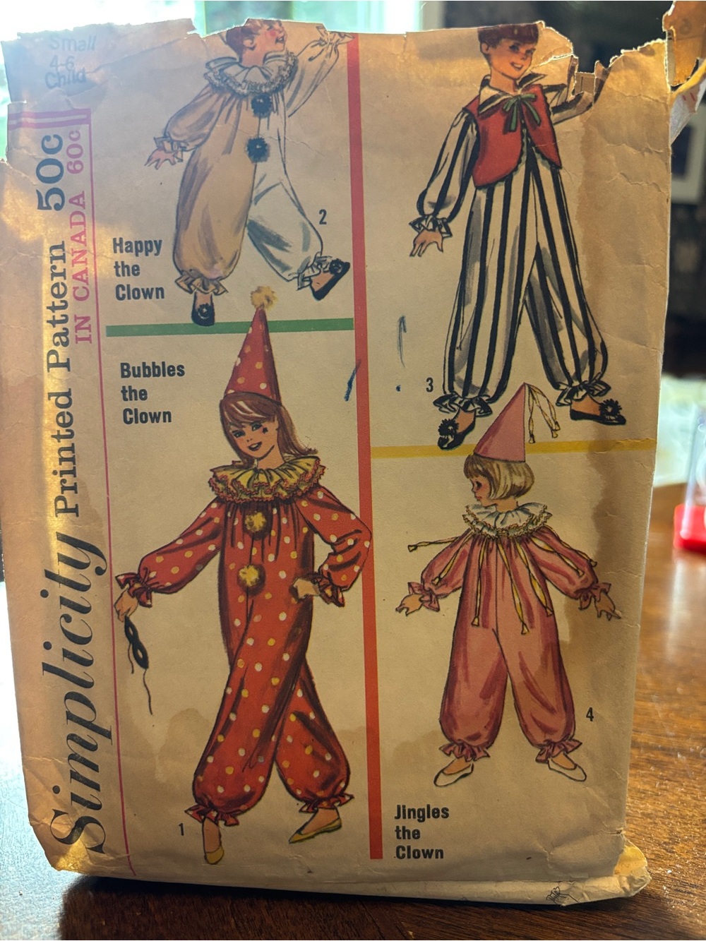 Simplicity Kids Clown Costume Pattern in Red and Pink